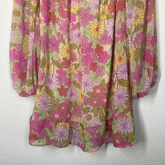 Show Me Your Mumu Briar Dress Womens XL Pink Floral Boho Peasant Long Sleeve - Picture 6 of 16